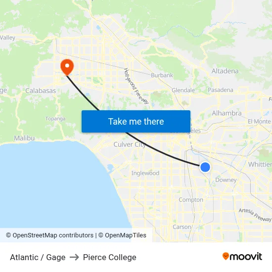 Atlantic / Gage to Pierce College map