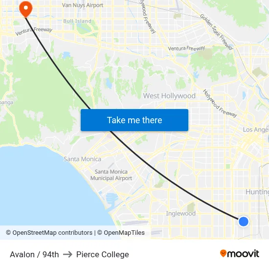Avalon / 94th to Pierce College map