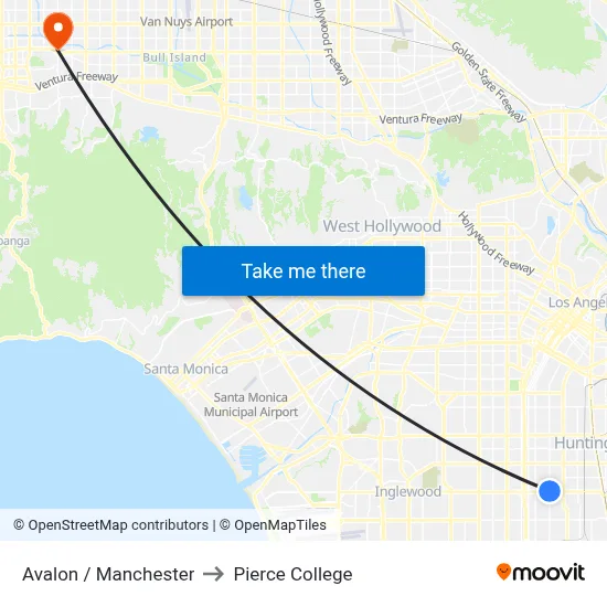 Avalon / Manchester to Pierce College map