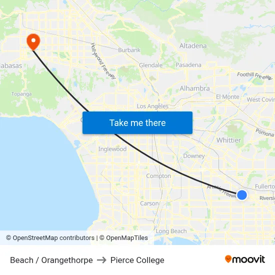 Beach / Orangethorpe to Pierce College map