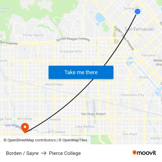 Borden / Sayre to Pierce College map
