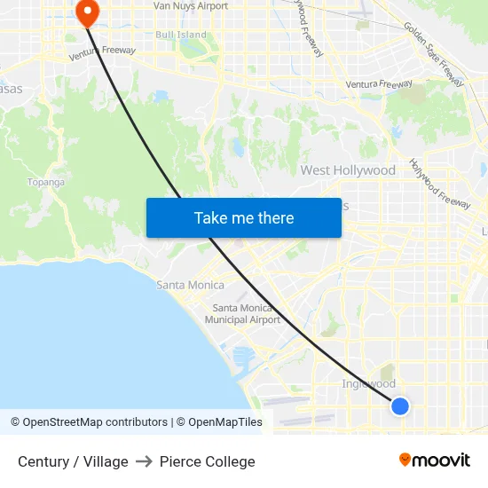 Century / Village to Pierce College map