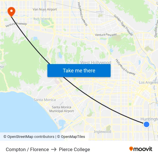 Compton / Florence to Pierce College map