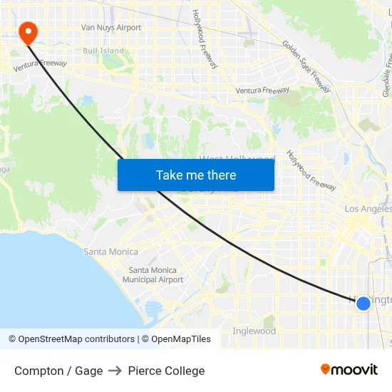 Compton / Gage to Pierce College map