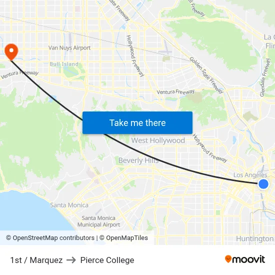 1st / Marquez to Pierce College map