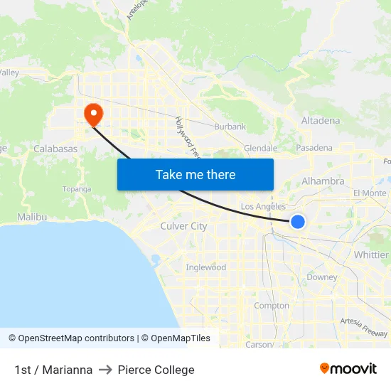 1st / Marianna to Pierce College map