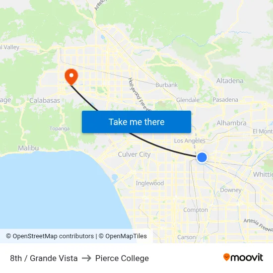 8th / Grande Vista to Pierce College map