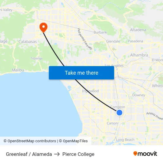 Greenleaf / Alameda to Pierce College map