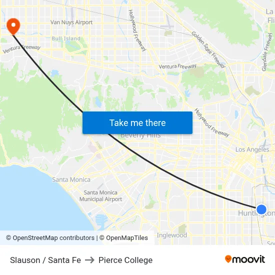 Slauson / Santa Fe to Pierce College map