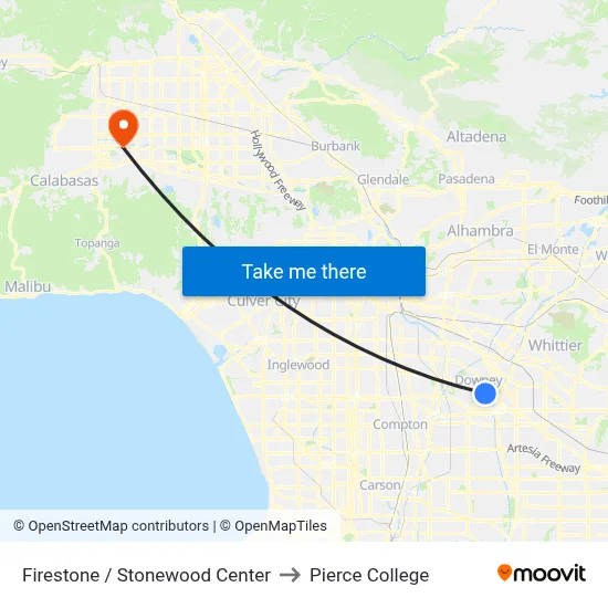 Firestone / Stonewood Center to Pierce College map