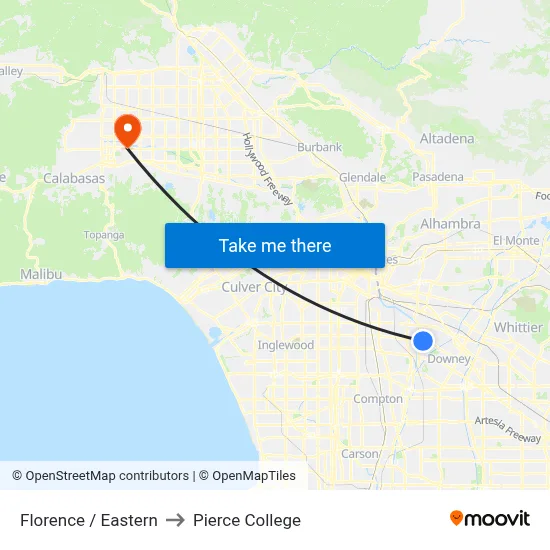 Florence / Eastern to Pierce College map