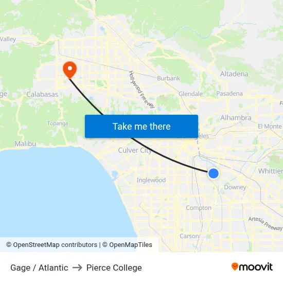 Gage / Atlantic to Pierce College map