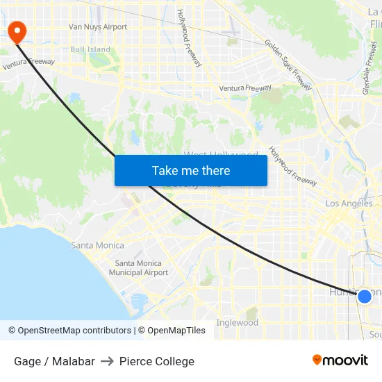 Gage / Malabar to Pierce College map