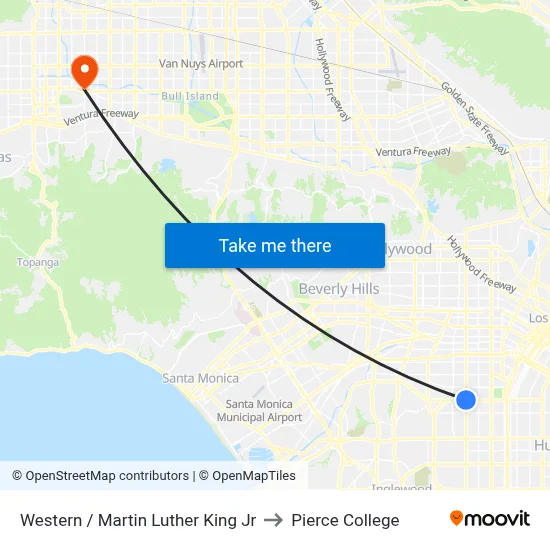 Western / Martin Luther King Jr to Pierce College map