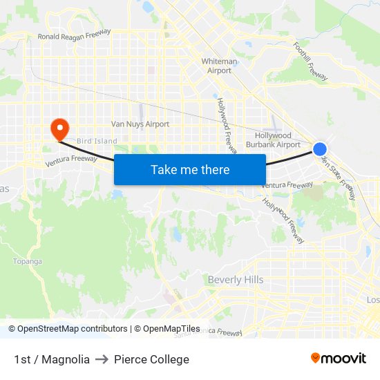 1st / Magnolia to Pierce College map