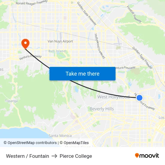 Western / Fountain to Pierce College map