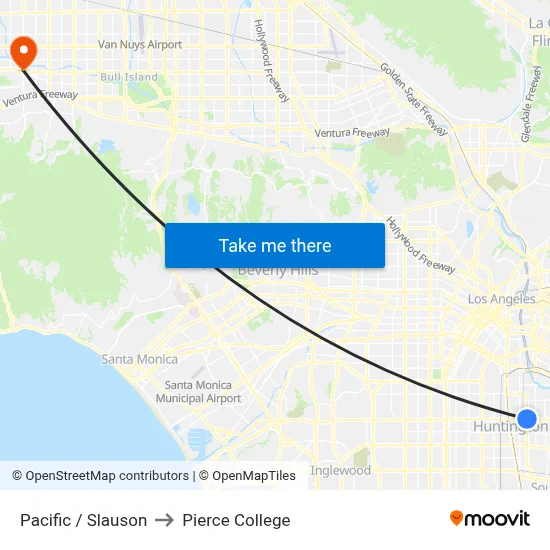Pacific / Slauson to Pierce College map