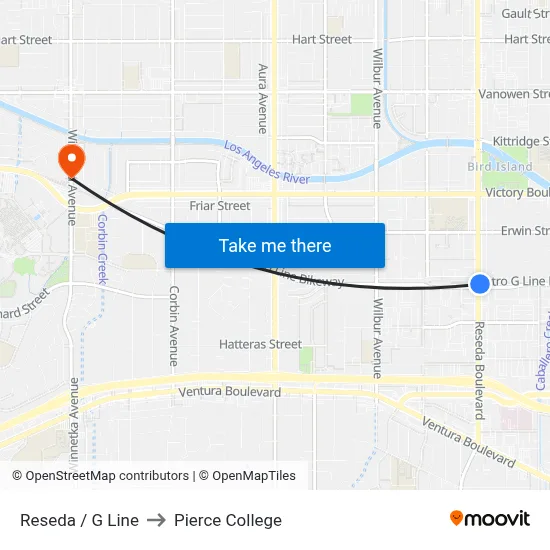 Reseda / G Line to Pierce College map