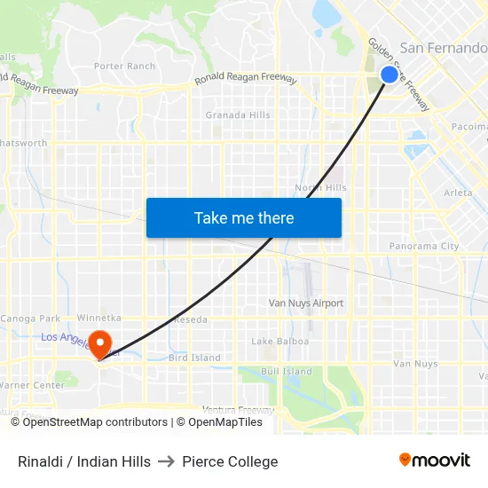 Rinaldi / Indian Hills to Pierce College map