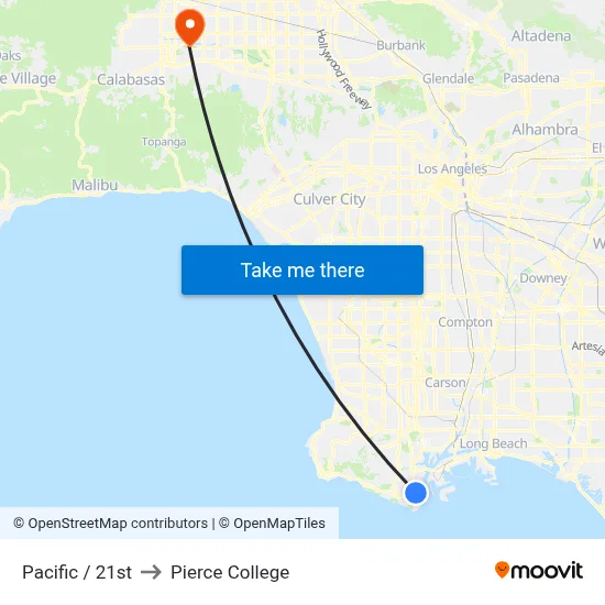 Pacific / 21st to Pierce College map