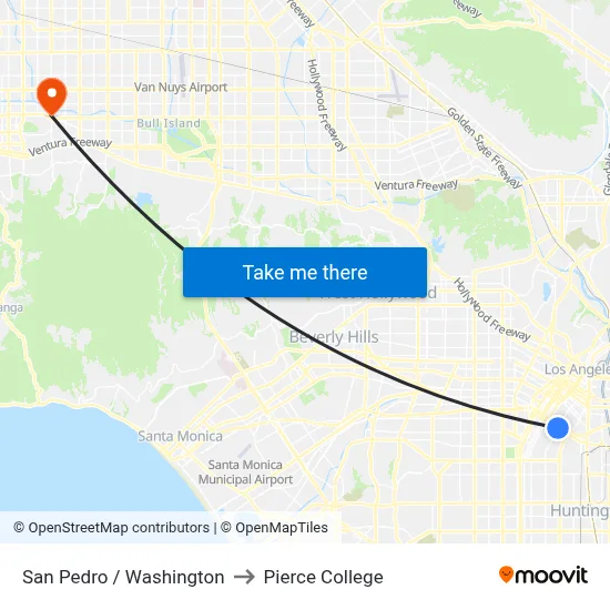 San Pedro / Washington to Pierce College map