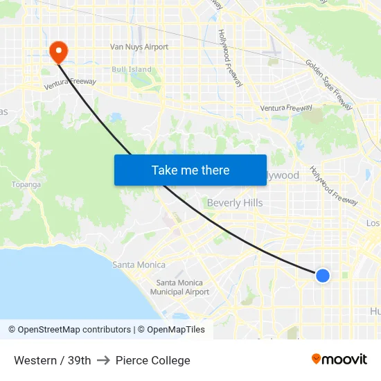 Western / 39th to Pierce College map