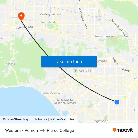 Western / Vernon to Pierce College map