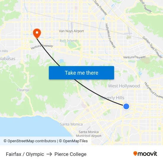 Fairfax / Olympic to Pierce College map