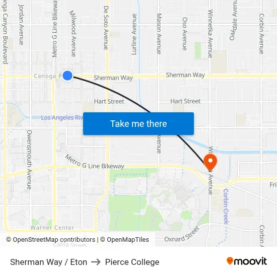 Sherman Way / Eton to Pierce College map