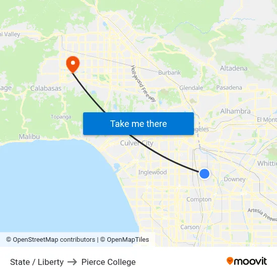 State / Liberty to Pierce College map
