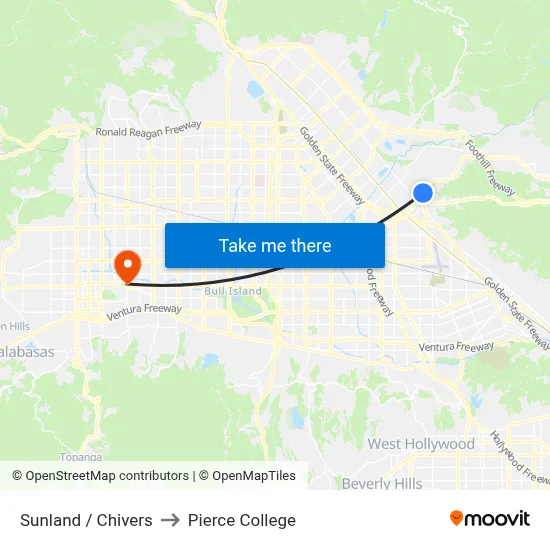 Sunland / Chivers to Pierce College map
