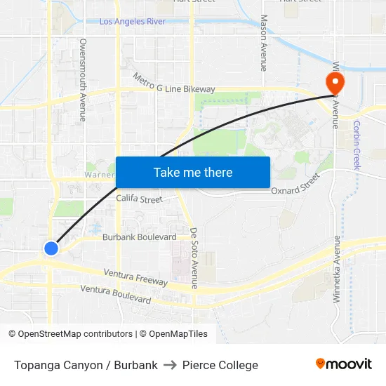 Topanga Canyon / Burbank to Pierce College map