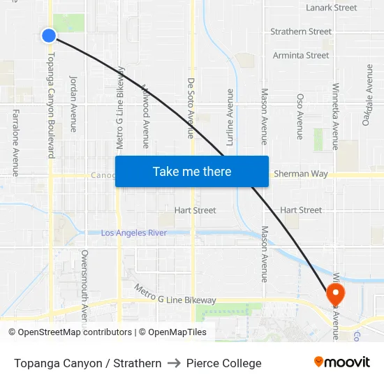 Topanga Canyon / Strathern to Pierce College map