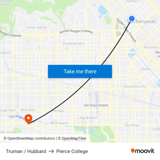 Truman / Hubbard to Pierce College map