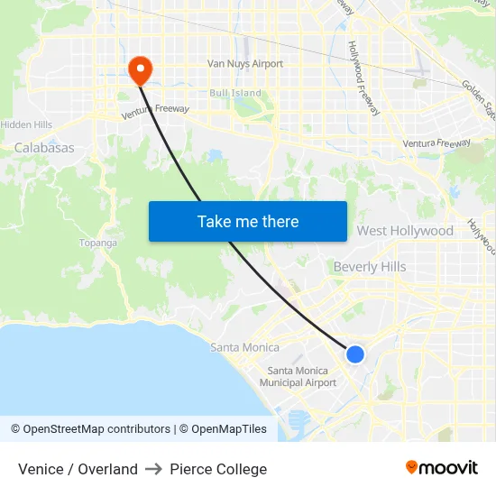 Venice / Overland to Pierce College map