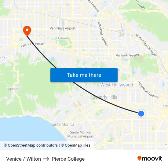 Venice / Wilton to Pierce College map