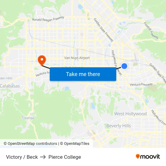 Victory / Beck to Pierce College map