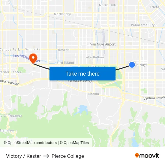 Victory / Kester to Pierce College map