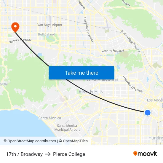 17th / Broadway to Pierce College map
