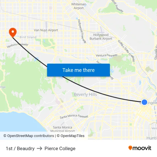 1st / Beaudry to Pierce College map