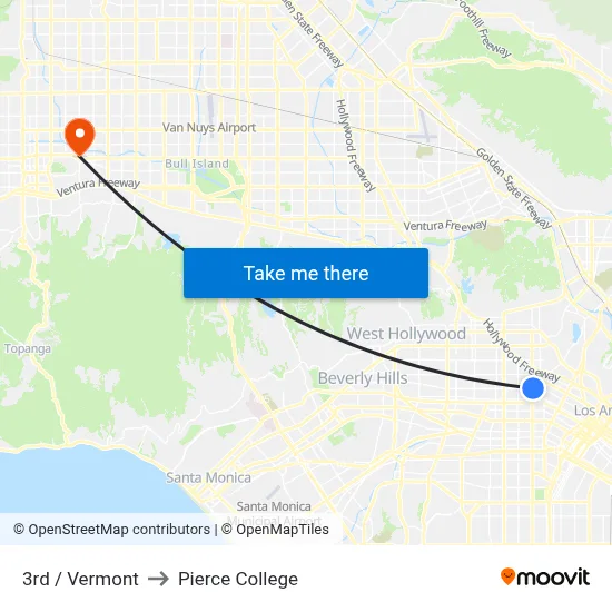 3rd / Vermont to Pierce College map