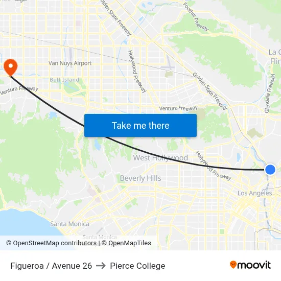 Figueroa / Avenue 26 to Pierce College map