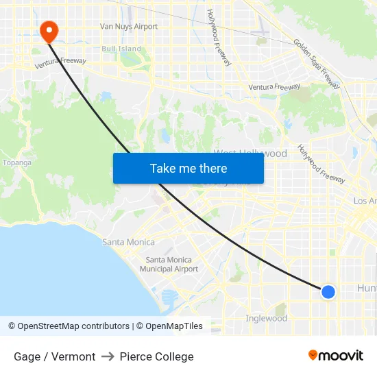 Gage / Vermont to Pierce College map