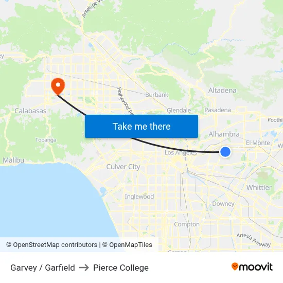 Garvey / Garfield to Pierce College map