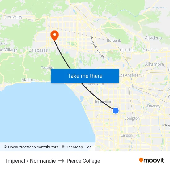 Imperial / Normandie to Pierce College map
