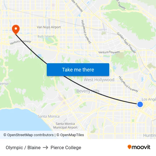 Olympic / Blaine to Pierce College map
