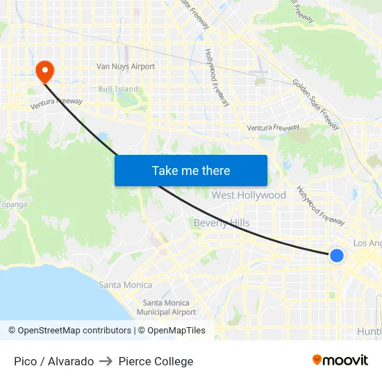 Pico / Alvarado to Pierce College map