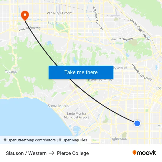 Slauson / Western to Pierce College map
