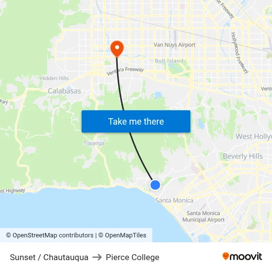 Sunset / Chautauqua to Pierce College map