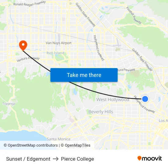 Sunset / Edgemont to Pierce College map